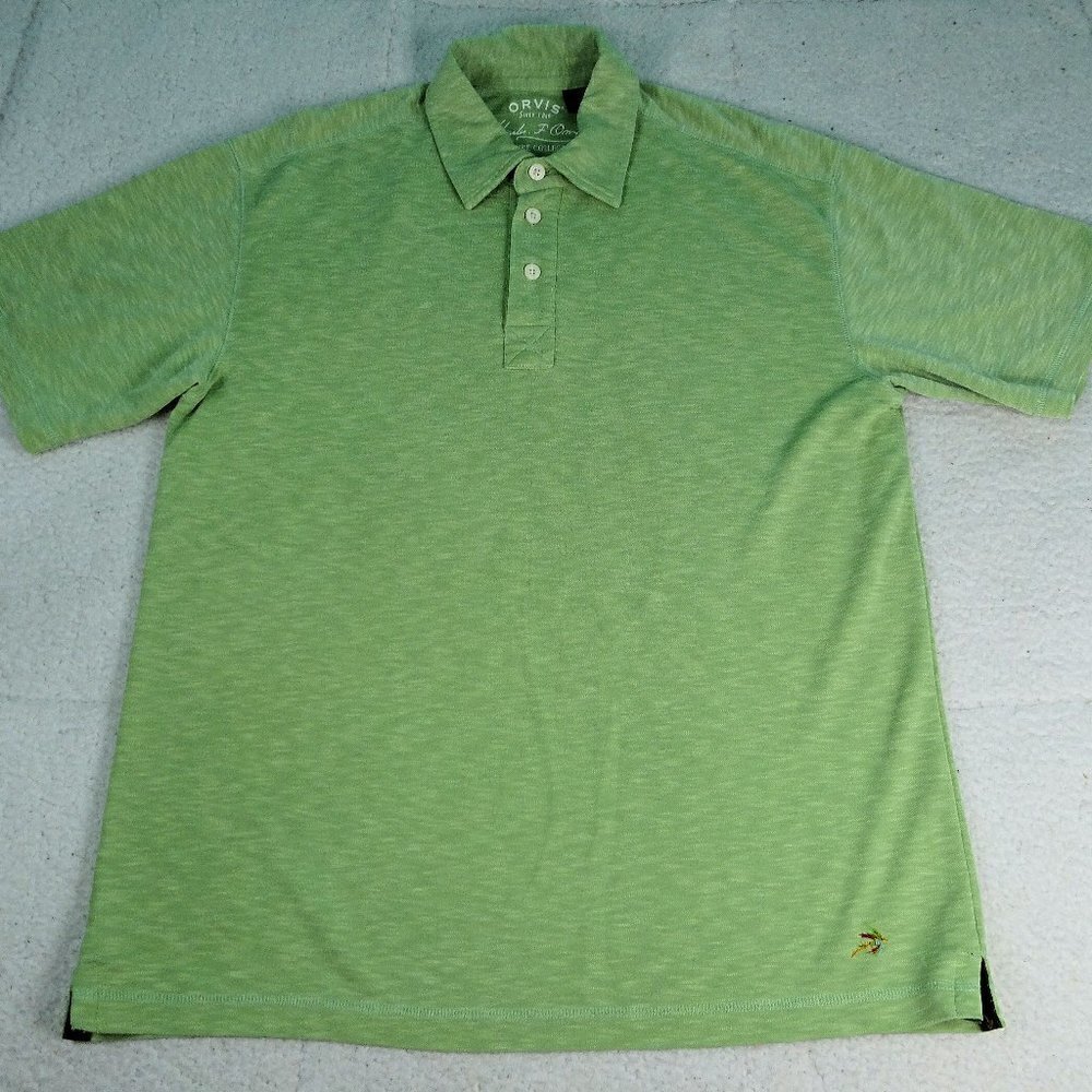 Orvis Trout Fishing Lime Green Polo Shirt Medium